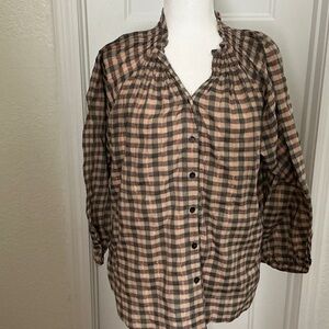 Finley Plaid Button-Up Top - Black and Pink